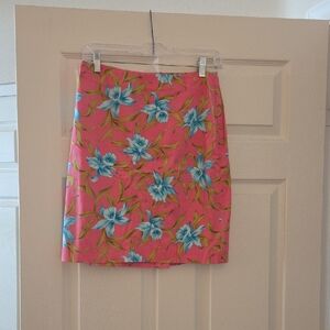 Jones New York Pink Floral Mini Skirt with Blue Blooms